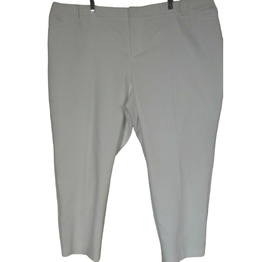 Roz & Ali Plus Pants Womens Plus 24W x 27" White Cropped (Sits Below Waist) crop
